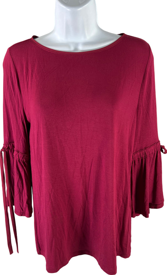 White House Black Market Women’s Red 3/4 Bell Sleeve Top - S