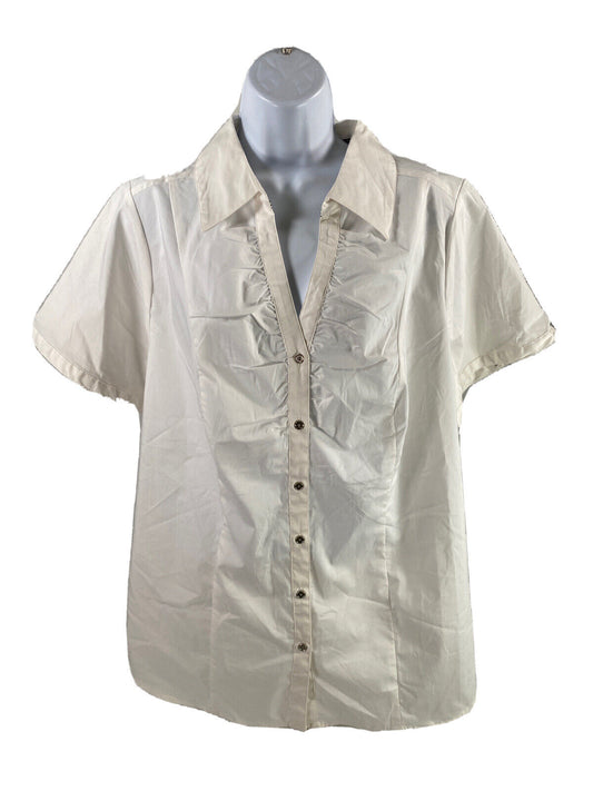 NUEVO Camisa blanca con botones de manga corta para mujer de Lane Bryant - 20