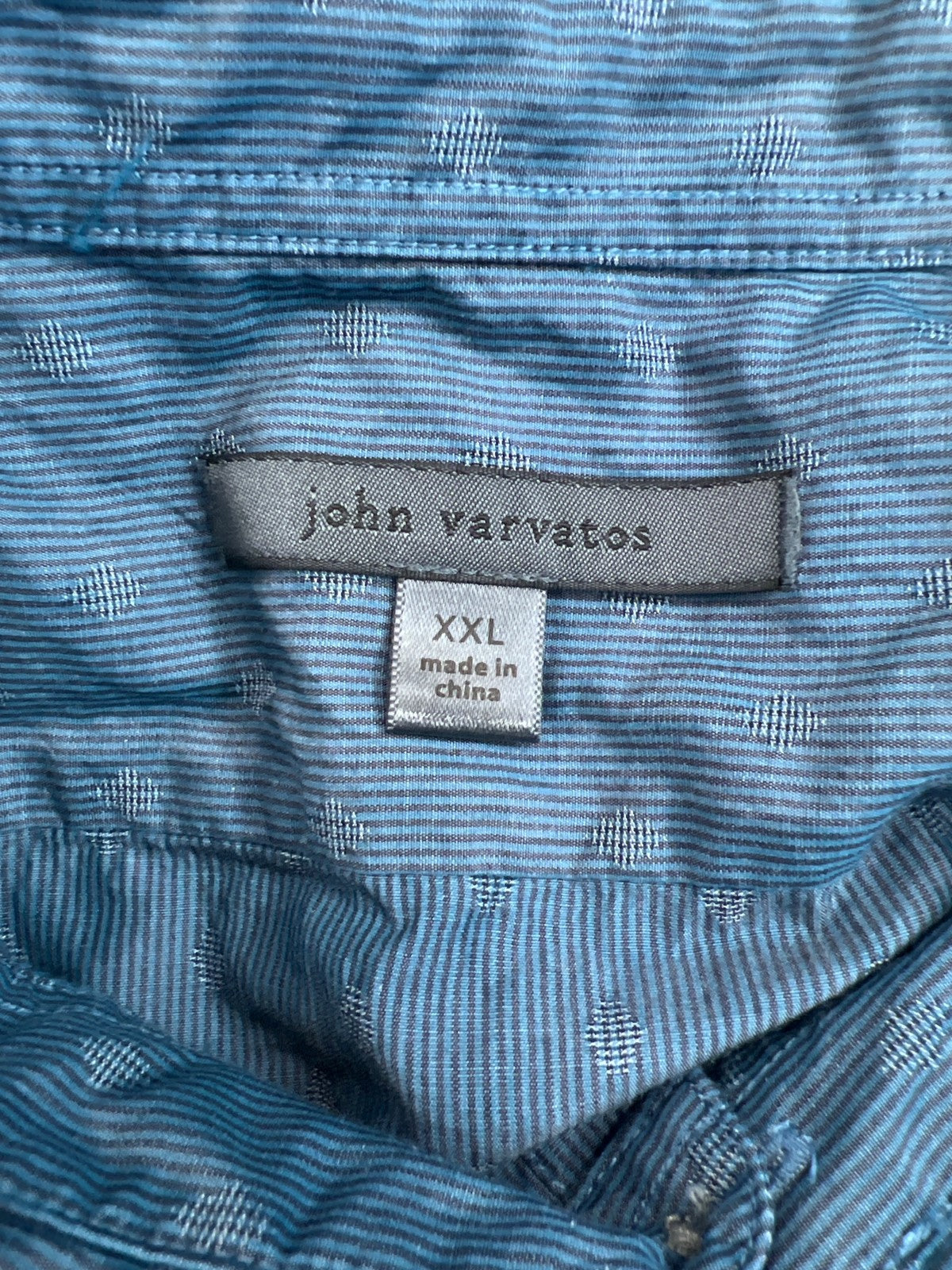 John Varvatos Men’s Blue Long Sleeve Button Up Shirt - XXL