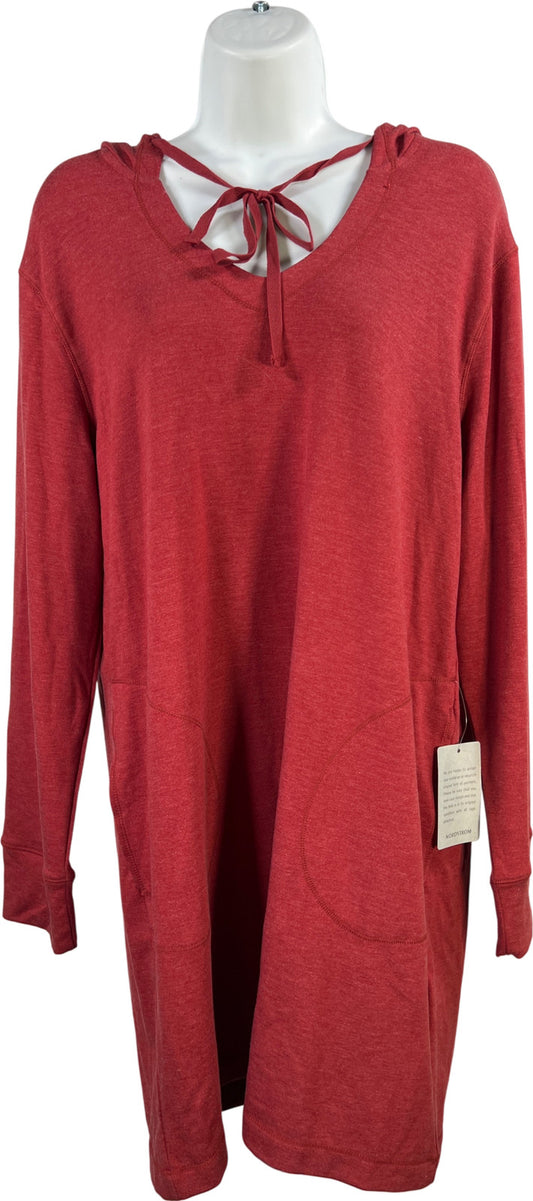 Max Studio Women’s Red Hooded Jersey Pullover Cover Up Dress - L
