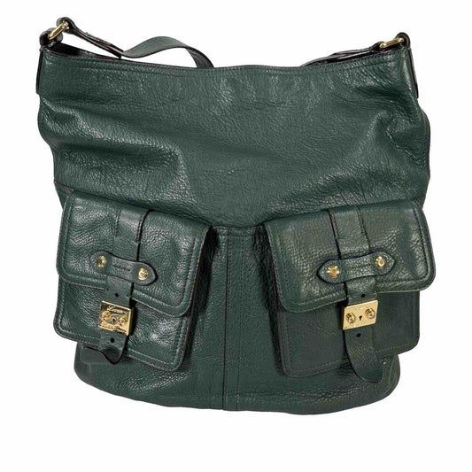 LAUREN Ralph Lauren Women's Green Leather Large Shoulder Bag Purse