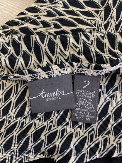 Chico’s Travelers Women’s Beige/Black Sheer 3/4 Sleeve Blouse - 2/US L