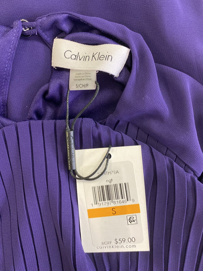 Calvin Klein Women’s Purple Pleated Front Sleeveless Blouse - S