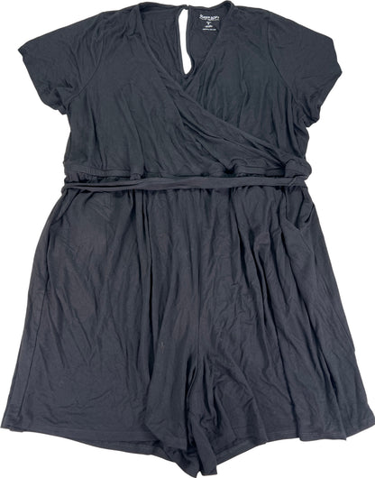 Torrid Women’s Black Short Sleeve Super Soft Knit V-Neck Short Romper - Plus 5