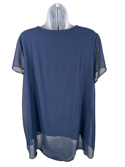 Chico's Women's Blue Easywear Lined Sheer Top Blouse - 2/US L