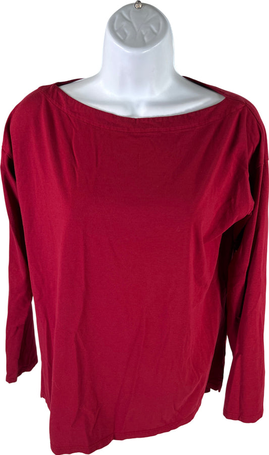 J.Jill Women’s Red Luxe Supima Boat Neck Long Sleeve T-Shirt - XS