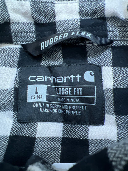 Carhartt Women’s White/Black Checkered Rugged Flex Midweight Flannel Shirt - L