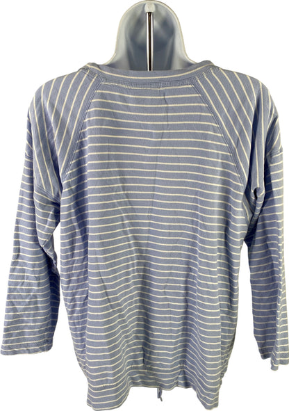 J.Jill Women’s Blue Striped 3/4 Wrist Length Sleeve Tie Front T-Shirt - S
