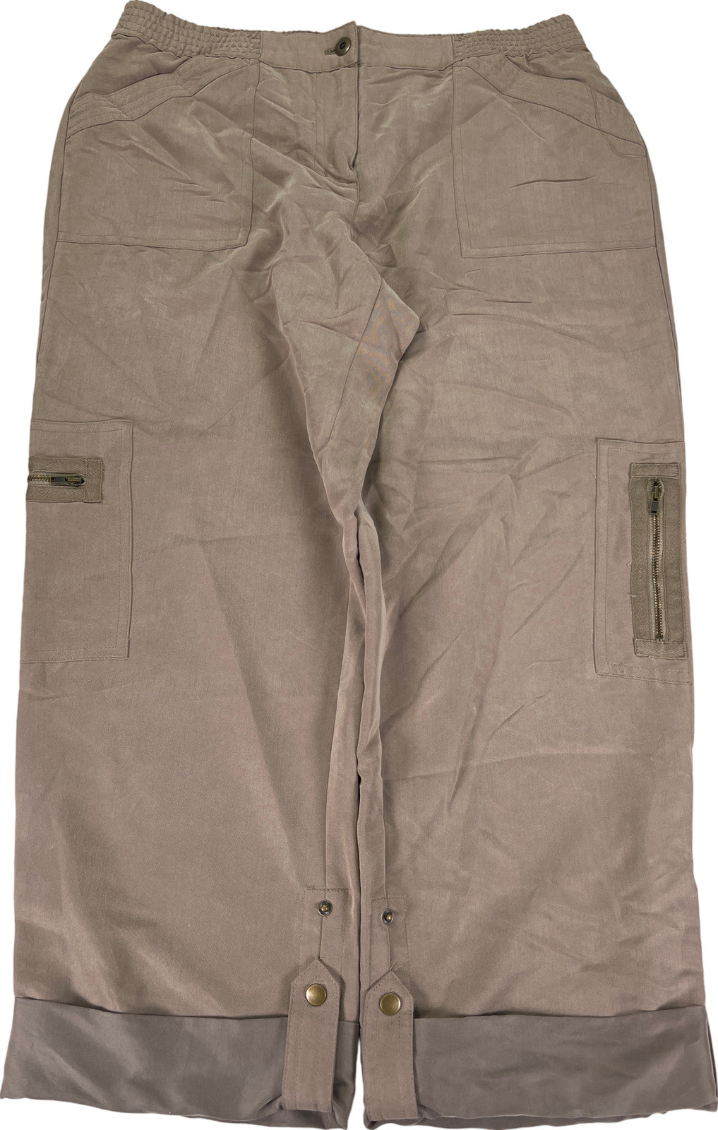 Chico’s Women’s Light Brown Cargo Roll Tab Ankle Lightweight Pants - 2/US 8