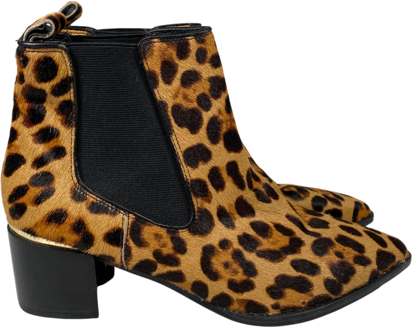 Nine West Women’s Brown Leopard Print Honor Cow Hair Chelsea Boots - 6