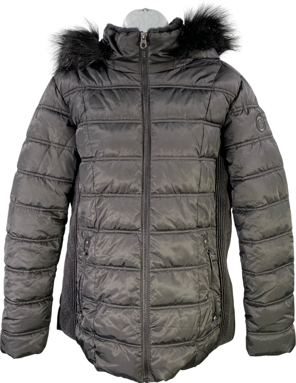 Nautica Women’s Black Long Sleeve Full Zip Insulated Puffer Coat - L