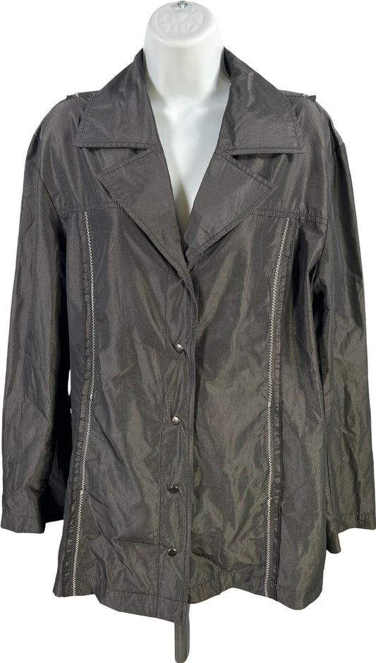 Chico’s Women’s Black Embroidered Back Long Sleeve Snap Button Jacket - 3/US XL