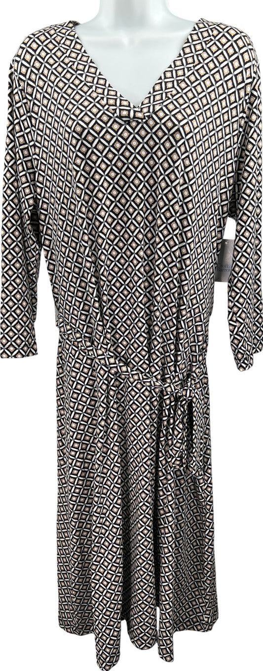 Croft & Barrow Women’s Brown Geometric Tie Front Full Length Dress - XL