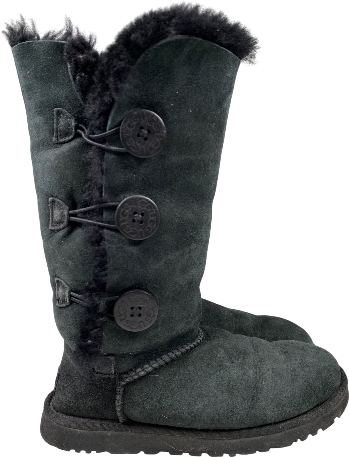 UGG Women’s Black Bailey Button Tall Shearling Boots - 6