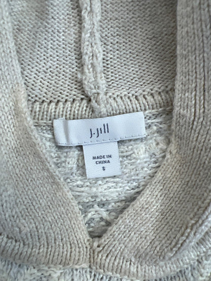 J.Jill Women’s Ivory Knit Long Sleeve Hooded Tunic Sweater - S