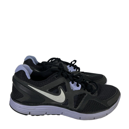 Nike Women's Black/Purple Lunaglide 3 Lace Up Athletic Shoes - 8