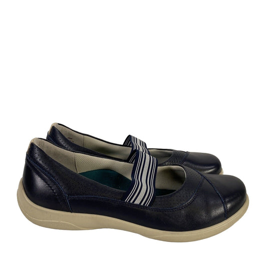 Padders Women's Blue Leather Mary Jane Jade Comfort Shoes - 7.5