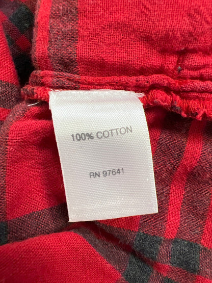 J.Jill Women’s Red Plaid Long Sleeve 1/2 Button Pullover Shirt - M