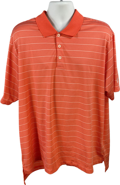 Adidas Men’s Pink Striped Short Sleeve Climalite Athletic Golf Polo Shirt - 2XL