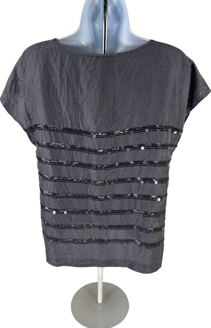 J.Crew Women’s Purple/Gray Sequin Cap Sleeve T-Shirt - 4