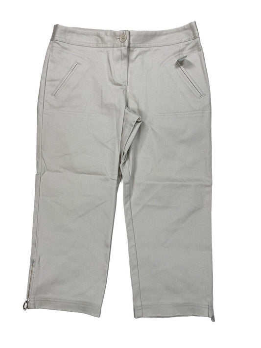 NEW LOFT Women's Beige Zip Crop Pants - Petite 4P