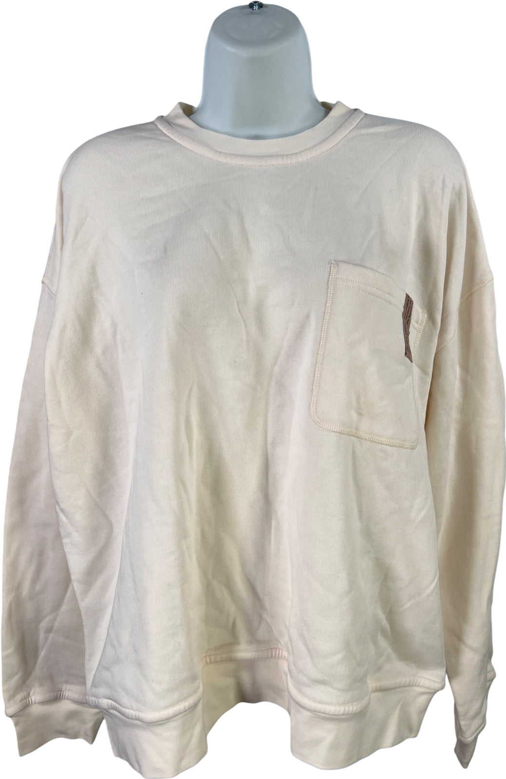 Lunya Women’s Ivory/Cream Silksweats Reversible Pocket Sweatshirt - L