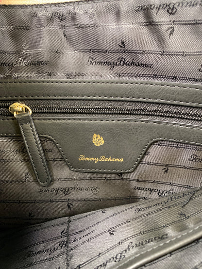 Tommy Bahama Women’s Light Beige Leather Zip Close Tote Bag Purse