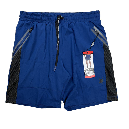 NEW Spyder Men's Blue Active Athletic Shorts with Zip Pockets - M