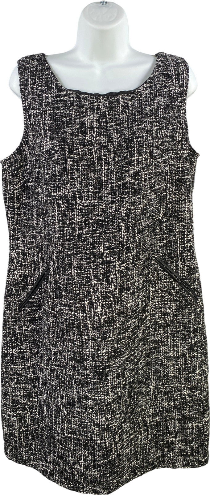 Dana Buchman Women’s Black/White Twill Sleeveless Sheath Dress - 12
