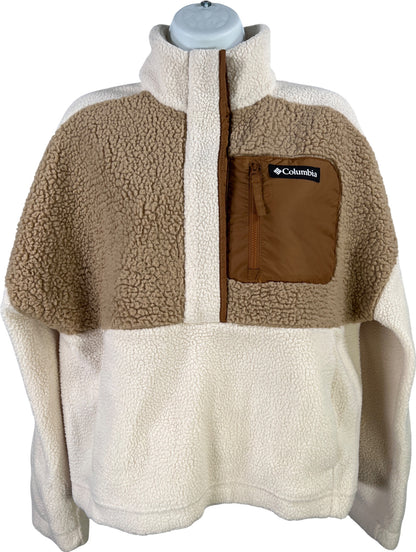 Columbia Women’s Ivory/Brown 1/2 Snap Pullover Sherpa Jacket - M