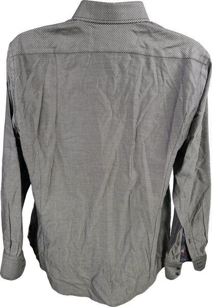 Robert Graham Men’s Black/White Long Sleeve Button Up Dress Shirt - 43 - L/XL