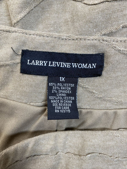 NEW Larry Levine Women's Light Brown Midi A-Line Skirt - Plus 1X