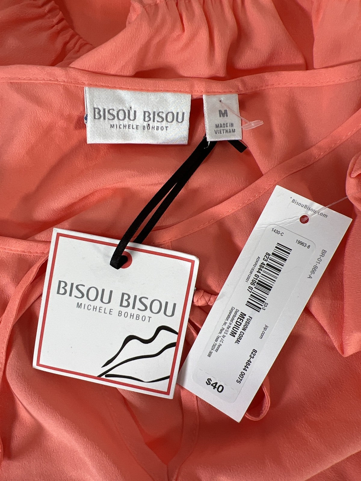 Bisou Bisou Women’s Coral Pink Coldshoulder Top - M