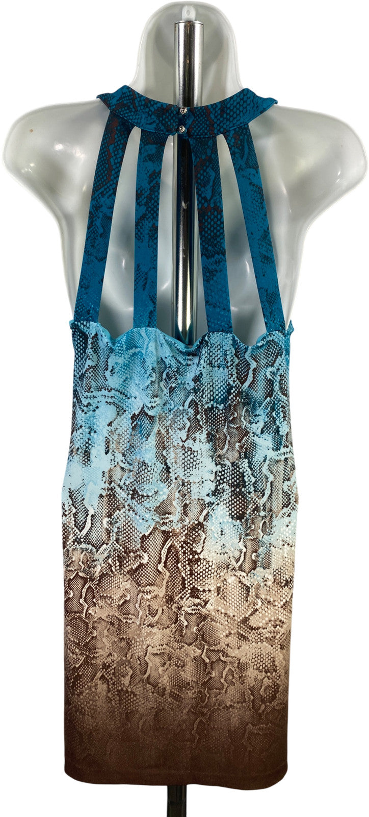 White House Black Market Women’s Blue/Brown Snake Print Shift Dress - S