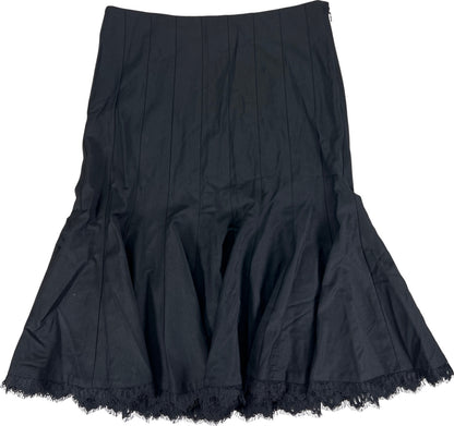 Bebe Women’s Black Lace Trim A-Line Side Zip Pleated Skirt - 8