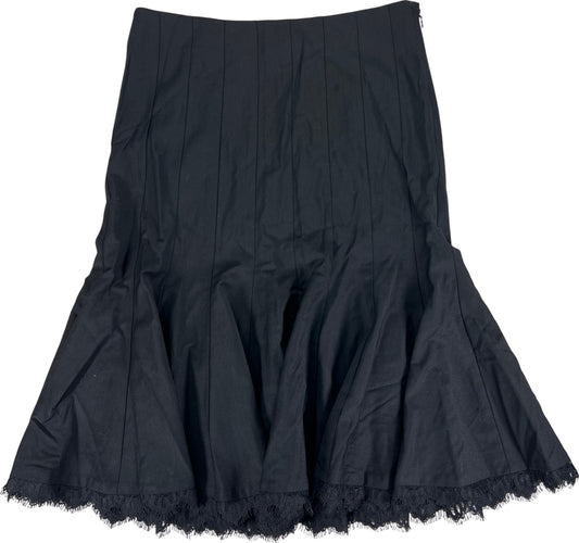 Bebe Women’s Black Lace Trim A-Line Side Zip Pleated Skirt - 8