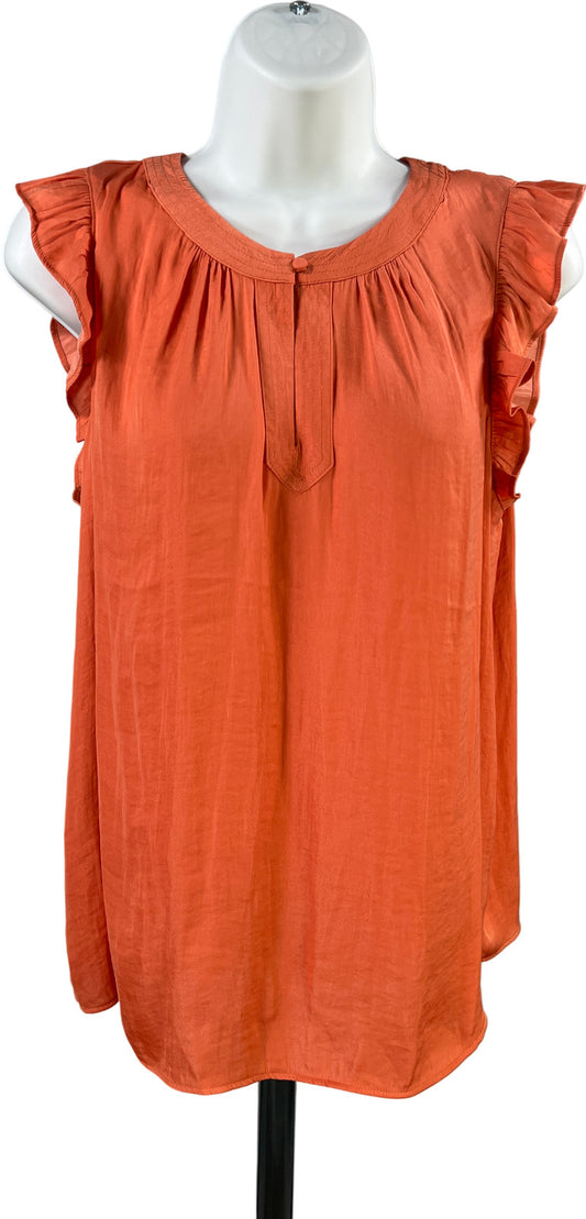 Rachel Roy Women’s Orange Ruffle Trim Sleeveless Blouse - M