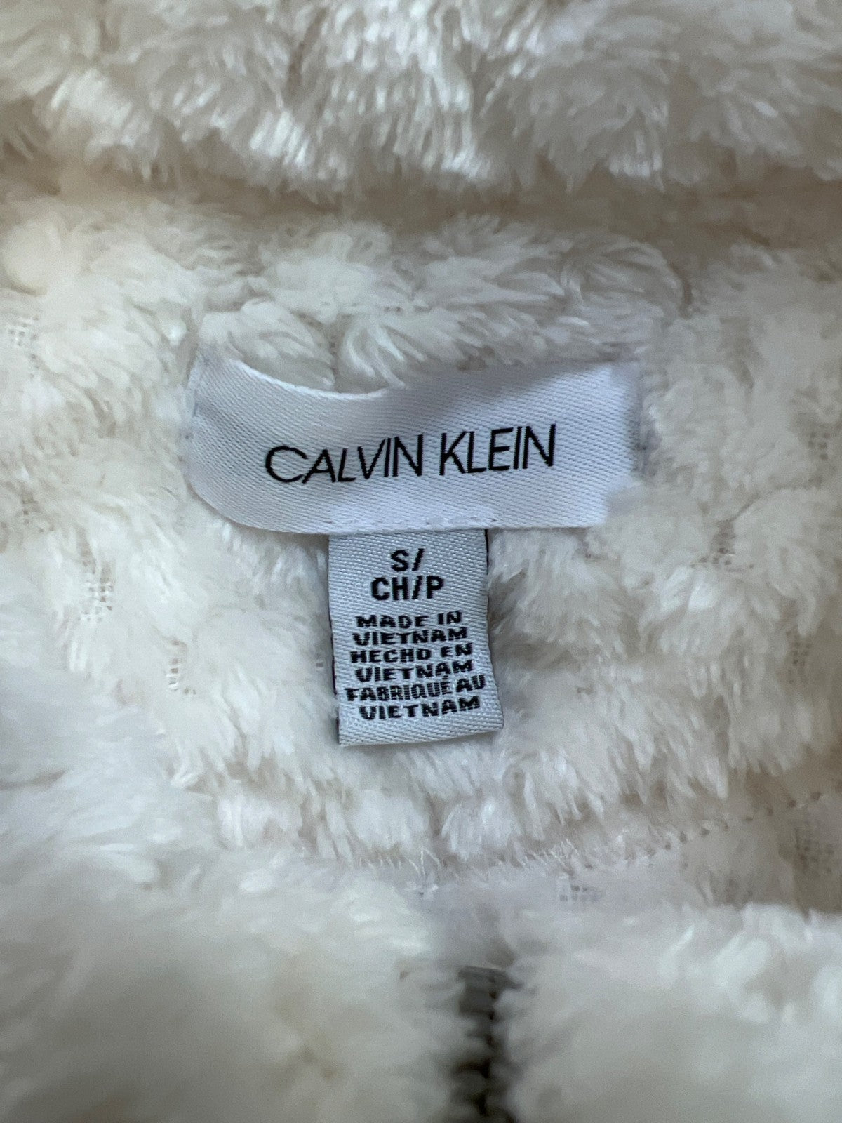 Calvin Klein Women’s Ivory/White Soft Plush Fleece Full Zip Jacket - S