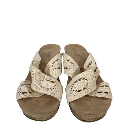 Lifestride Women's Ivory/Cream Donna Cork Wedge Sandals - 10 Wide