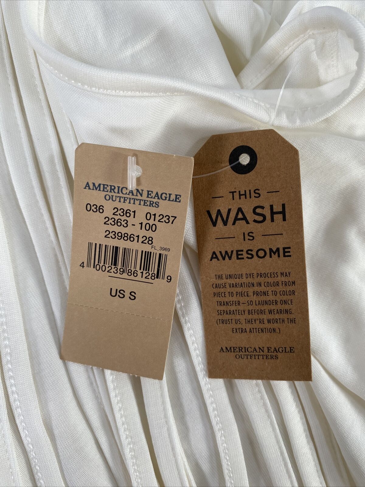 NUEVA camiseta sin mangas blanca con flecos, suave y sexy de American Eagle para mujer - S