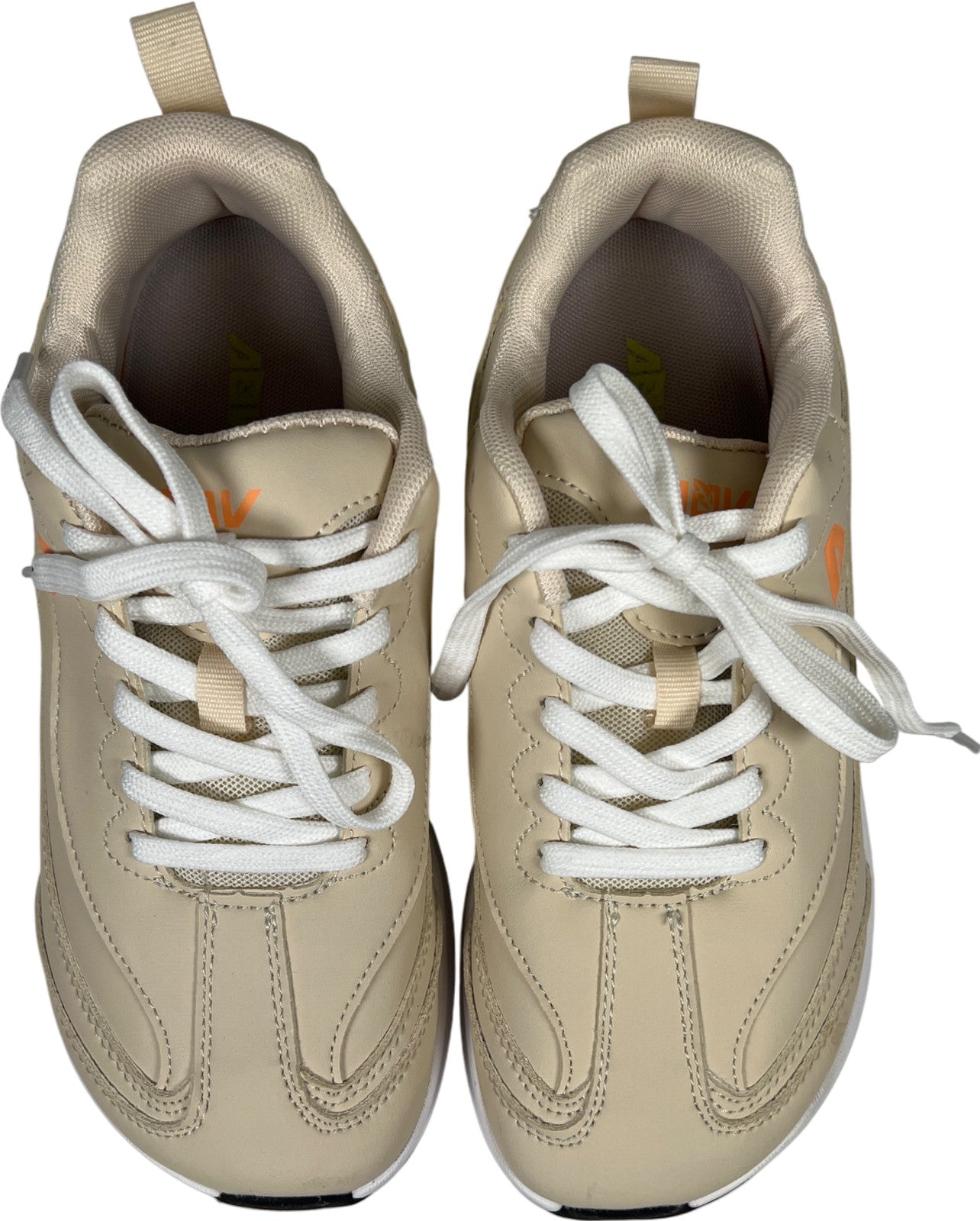 AOV Women’s Beige Lace Up Comfort Walking Sneakers - 8.5