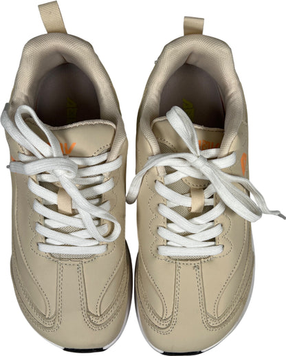 AOV Women’s Beige Lace Up Comfort Walking Sneakers - 8.5