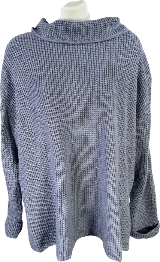 J.Jill Women’s Blue Waffle Knit Cowl Neck Long Sleeve Sweater - L