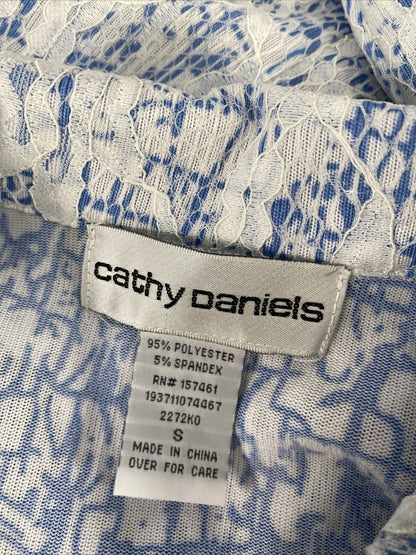 NEW Cathy Daniels Women's White & Blue Lace Jacket - S