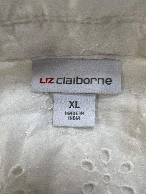 Liz Claiborne Women's Ivory/White Eyelet V-Neck Blouse - XL