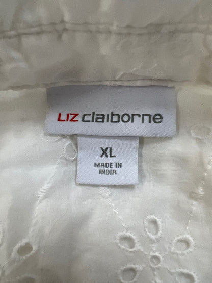 Liz Claiborne Women's Ivory/White Eyelet V-Neck Blouse - XL