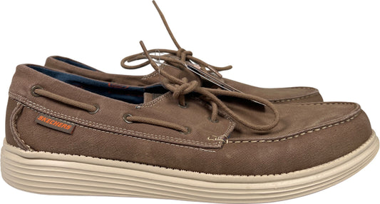 Skechers Men’s Brown Relaxed Fit Memory Foam Canvas Boat Shoes - 11