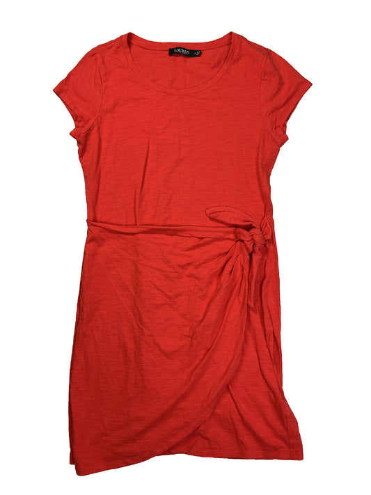 LAUREN Ralph Lauren Women's Red Wrap Short Sleeve Dress - 8