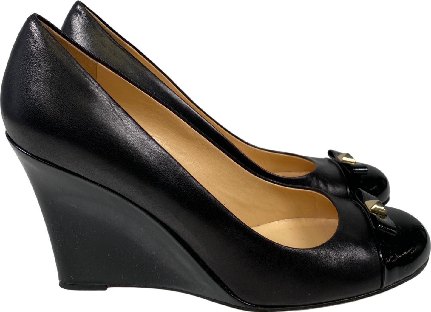 Kate Spade Women’s Black Leather Kandid Wedge Heels - 8