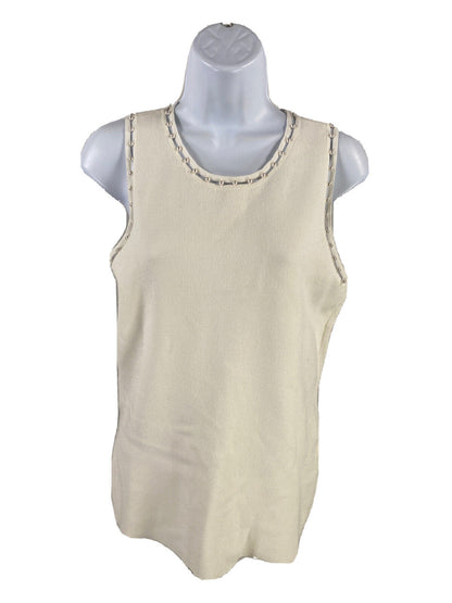 White House Black Market Womens White Faux Peal Ladder Stitch Sweater -XS